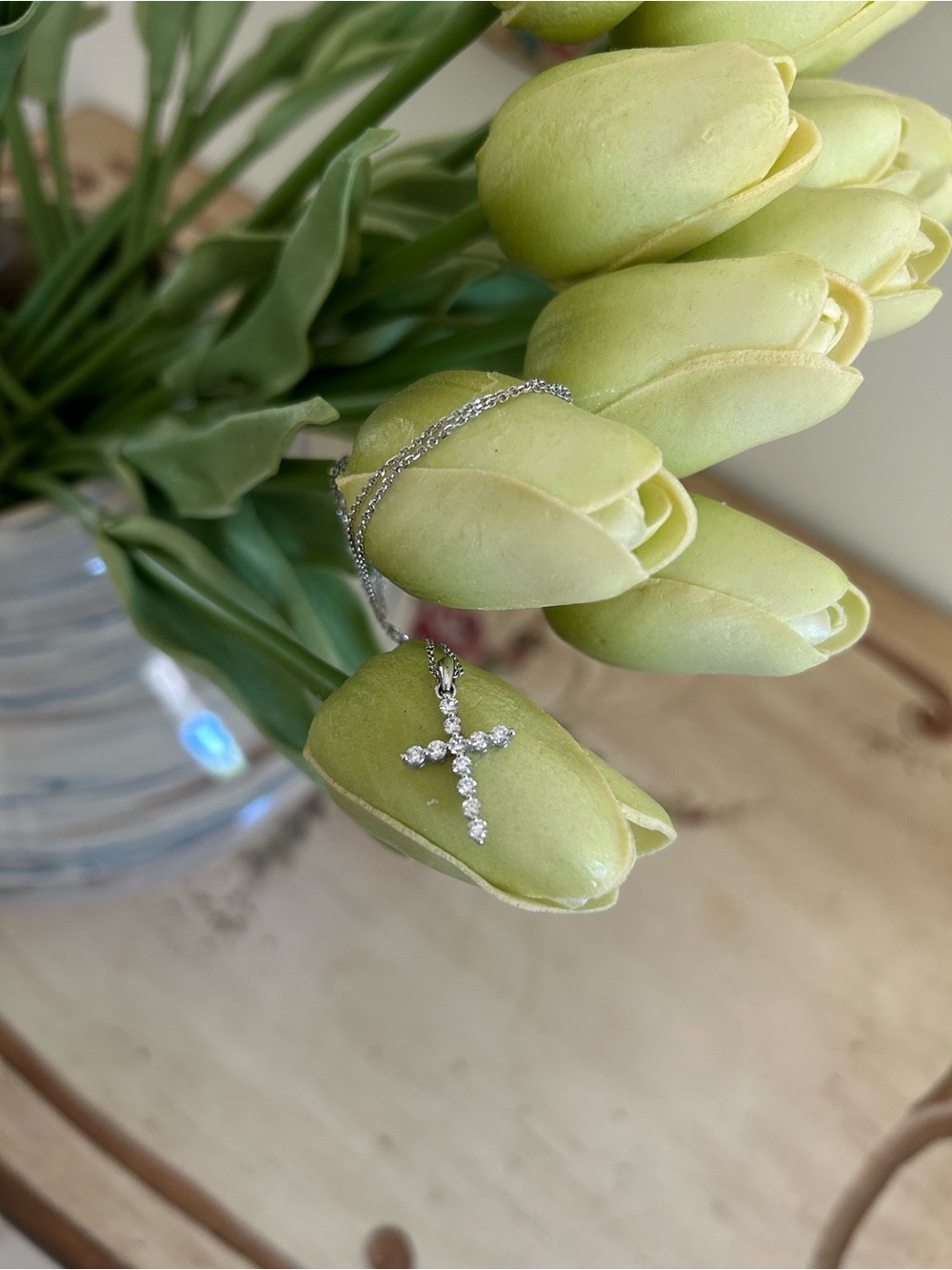 Eternal 14kt White Gold Diamond Cross Necklace